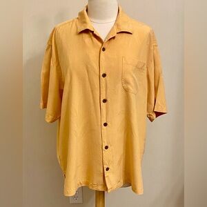 Tommy Bahama Orange Palm Leaf Print XL Island Style Luau Party Resort-wear Shirt